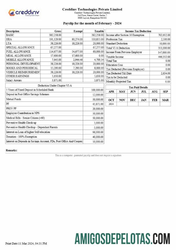 Em branco Modelo de recibo de pagamento da Creddinv Technologies em formatos Word e PDF.pdf, 2